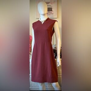 MM Lafleur Career Dress Modest Knee Length Sleeveless in Plum color Size 6